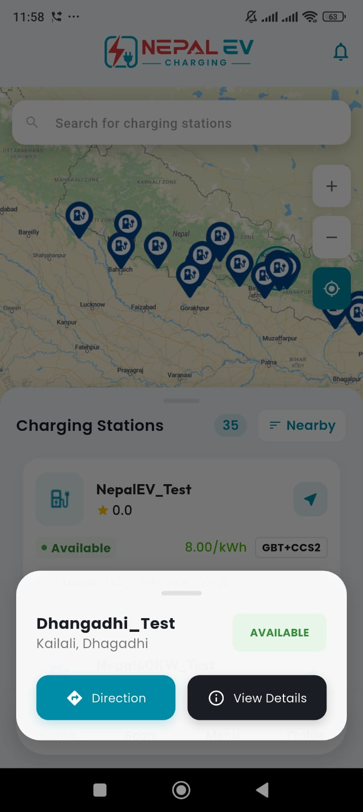 Select charger and check availability